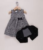 Vestido oncinha preto e cinza com bolero