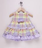 Vestido xadrez amarelo e lilás