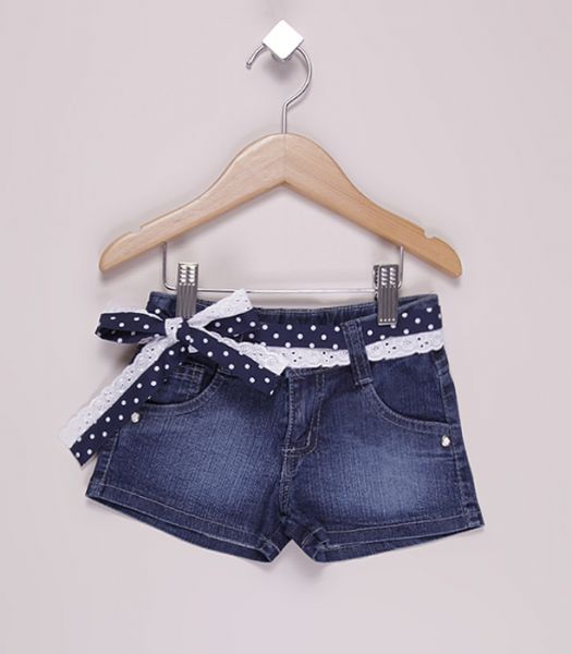 Short jeans faixa azul marinho
