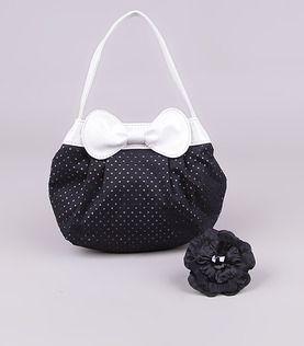 Bolsa de poá preta e branca