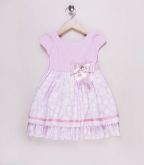 Vestido de poá rosa claro e branco