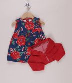 Vestido estampado com bolero vermelho